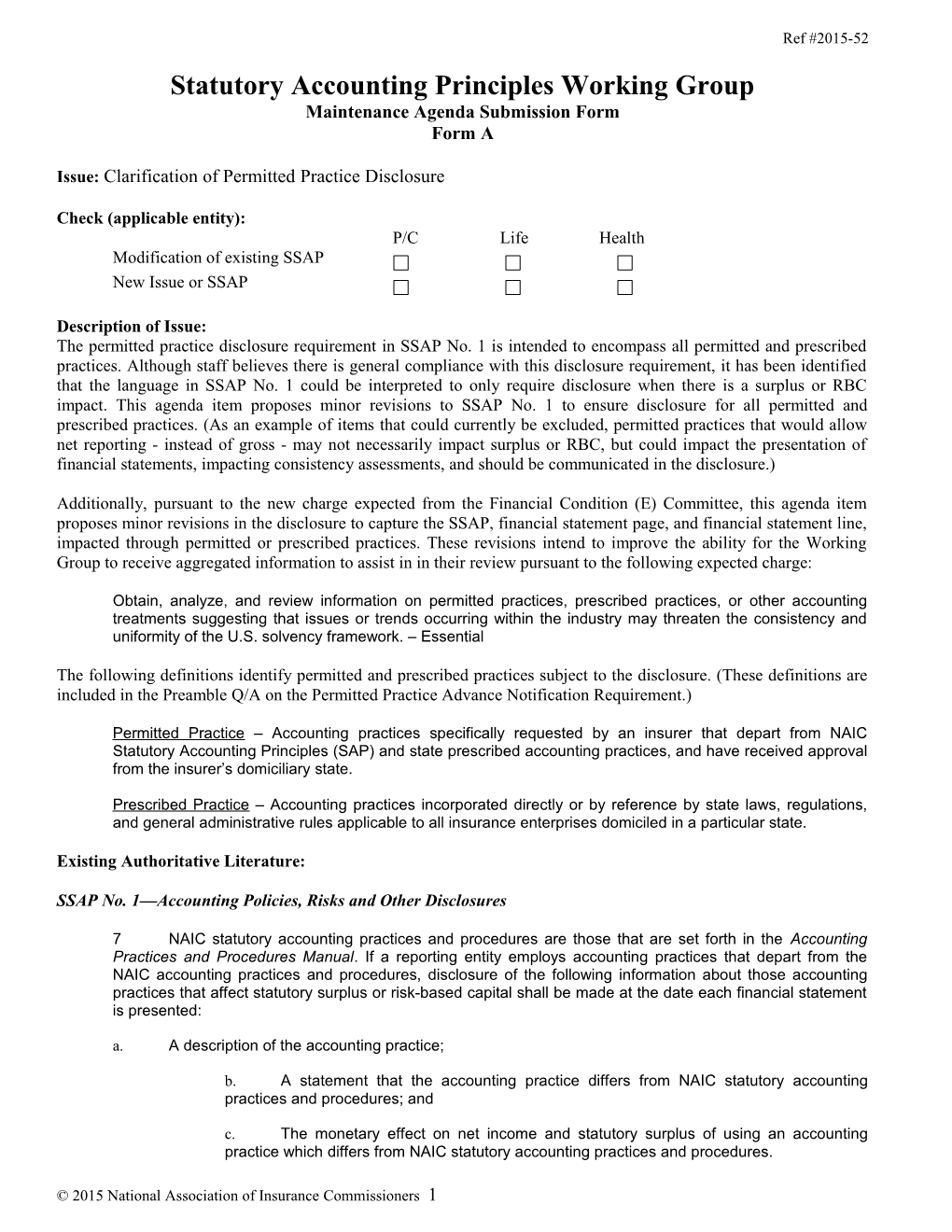 Statutory Accounting Principles Working Group s1