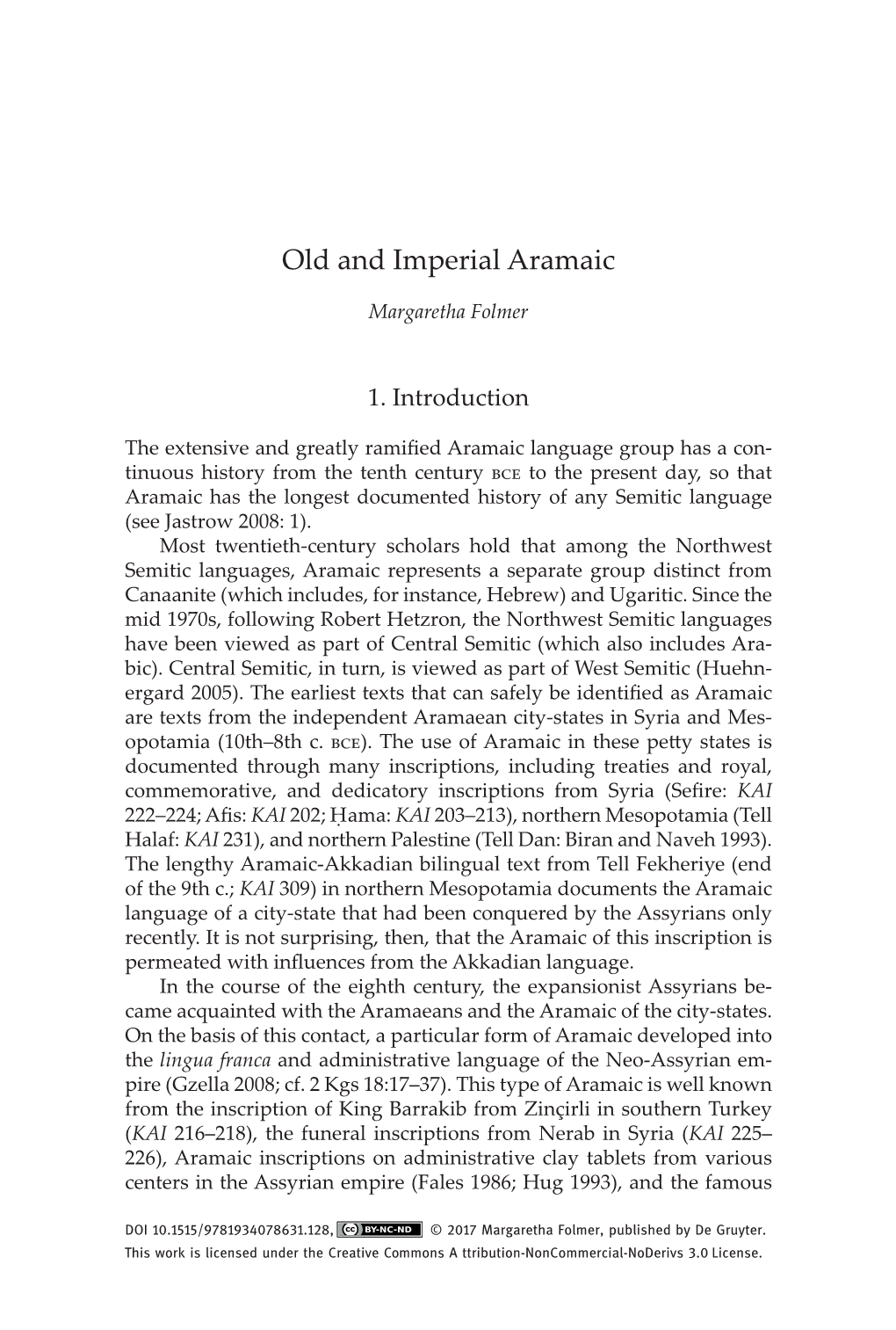 Old and Imperial Aramaic