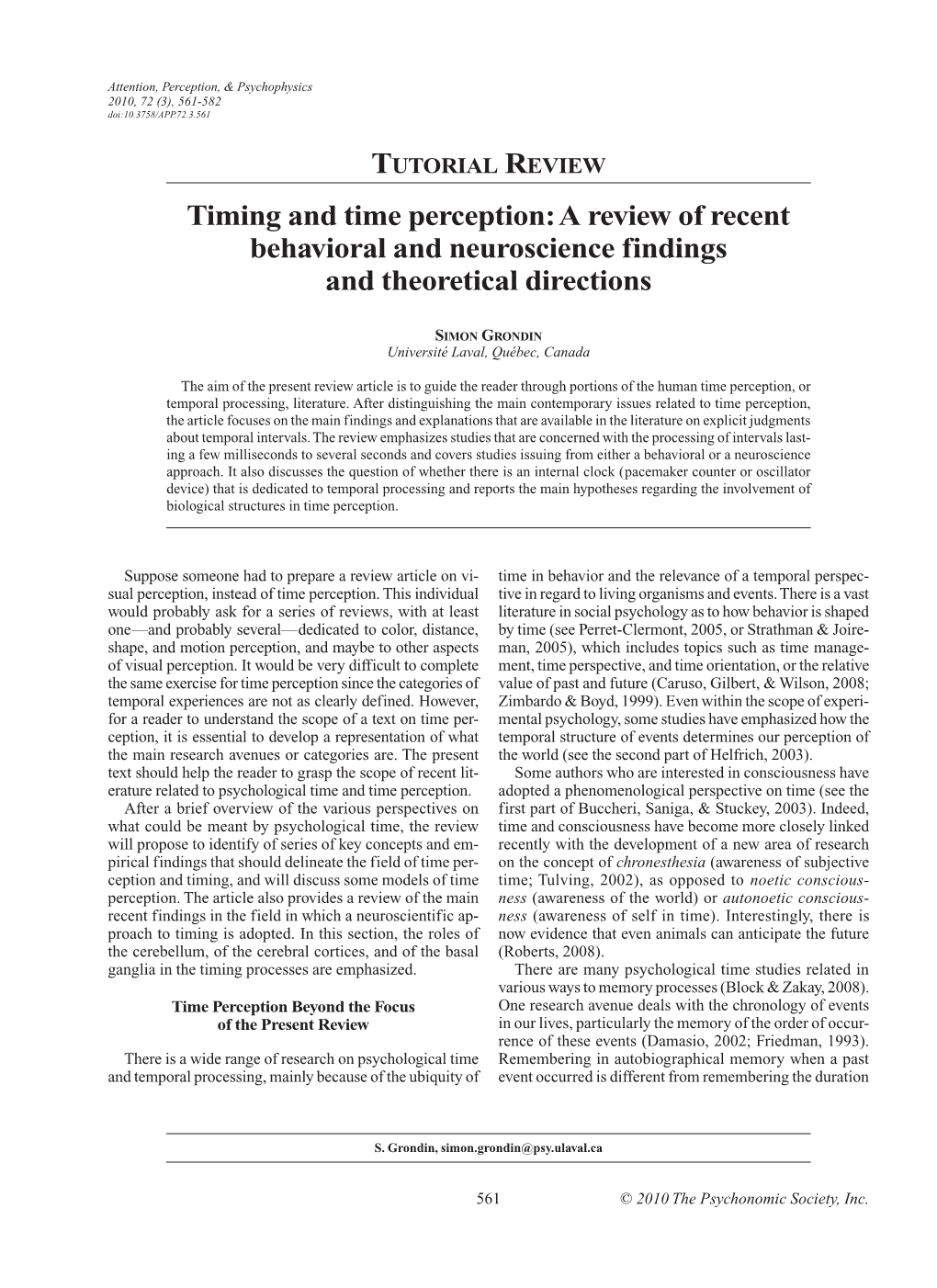 Timing and Time Perception: a Review of Recent Behavioral and Neuroscience Findings and Theoretical Directions