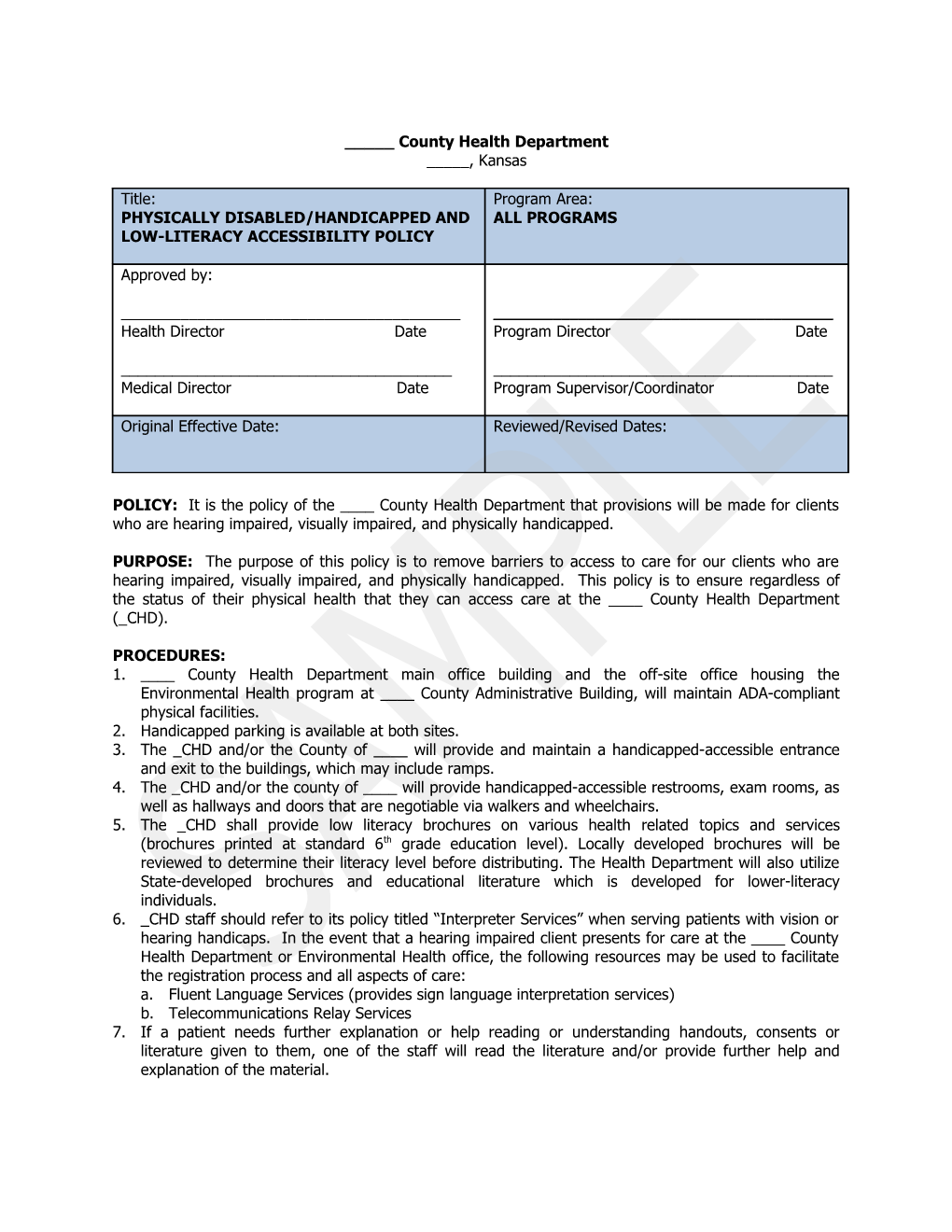 Physically Disabled Handicapped And Low Literacy Accessibility Policy