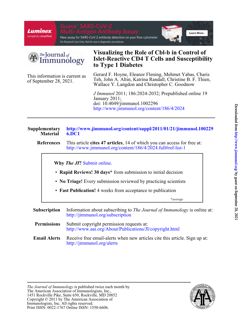 To Type 1 Diabetes Islet-Reactive CD4 T Cells and Susceptibility