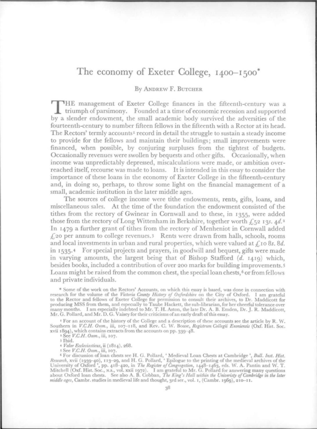 The Economy of Exeter College, 14°0-15°0