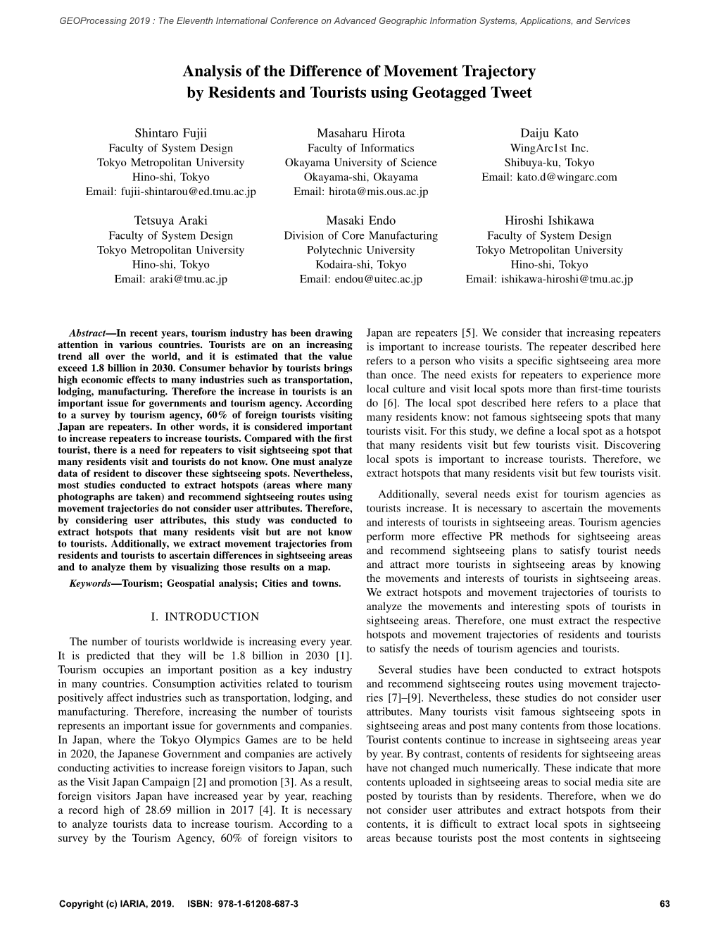 Analysis of the Difference of Movement Trajectory by Residents and Tourists Using Geotagged Tweet