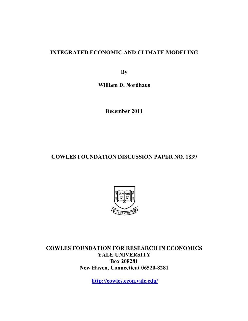 Integrated Economic and Climate Modeling