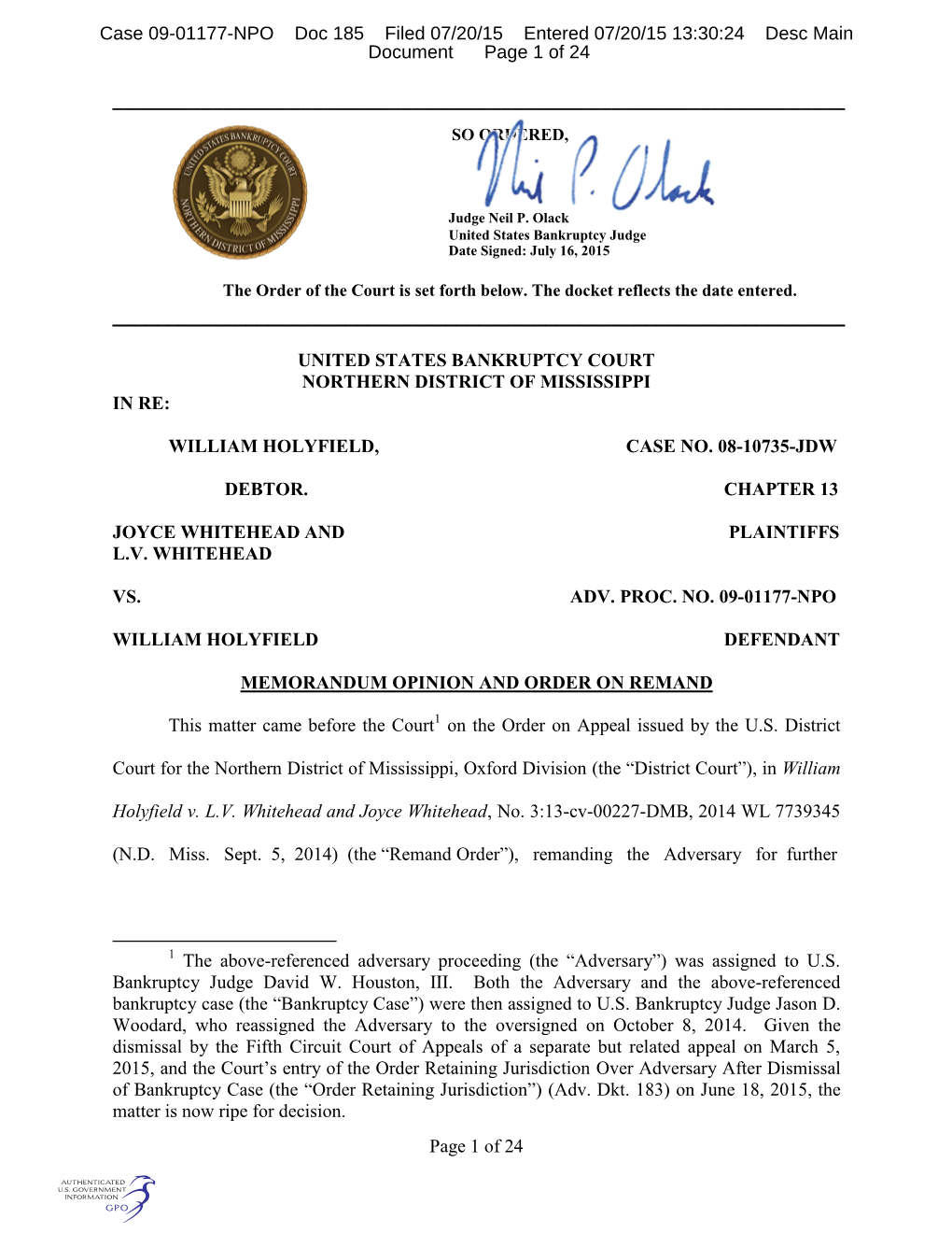 Page 1 of 24 UNITED STATES BANKRUPTCY COURT