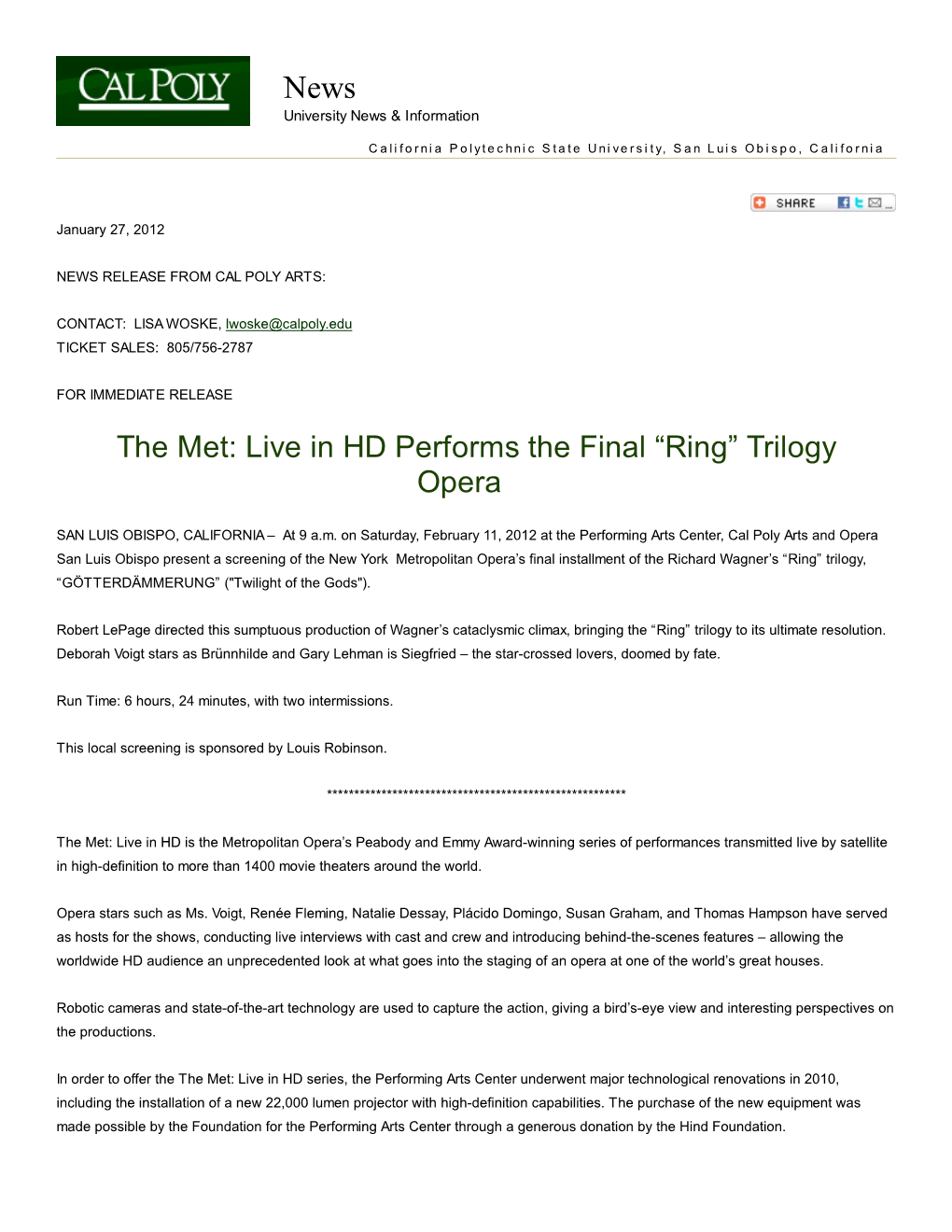 The Met: Live in HD Performs the Final Â•Œringâ•Š Trilogy Opera