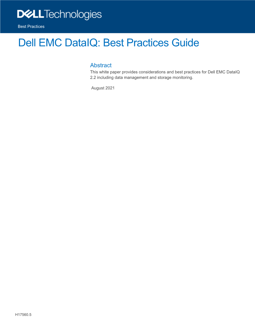 Dell EMC Dataiq: Best Practices Guide