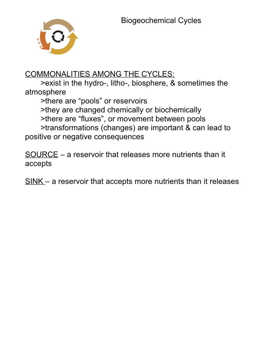 Commonalities Among the Cycles