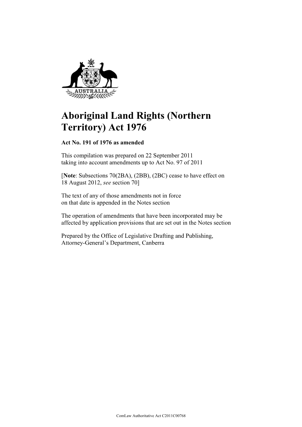 Aboriginal Land Rights (Northern Territory) Act 1976