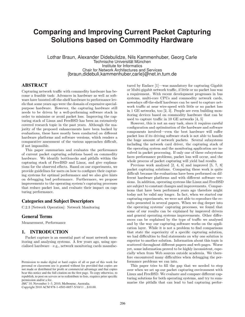 Comparing and Improving Current Packet Capturing Solutions Based on Commodity Hardware