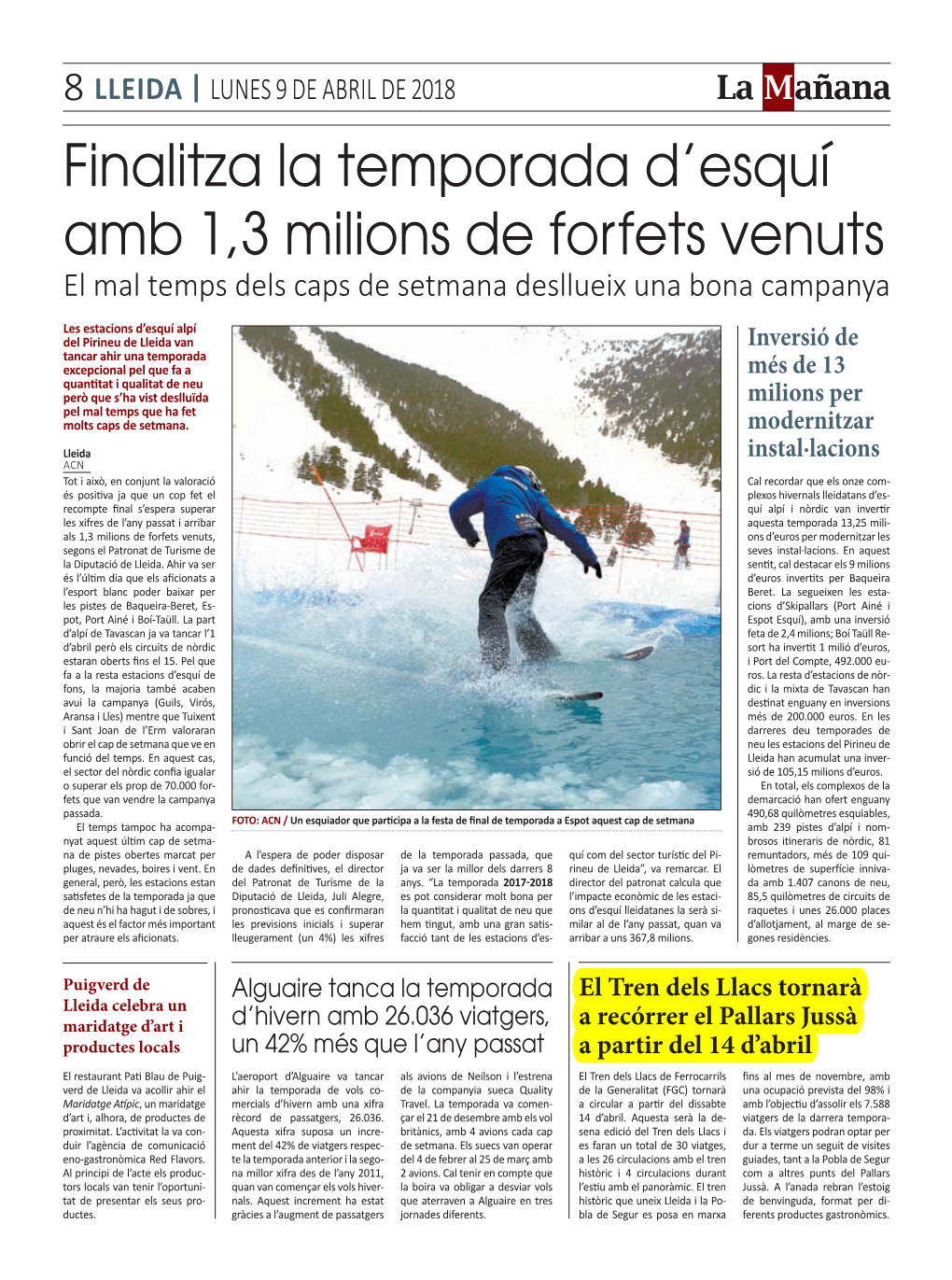 Finalitza La Temporada D'esquí Amb 1,3 Milions De Forfets Venuts