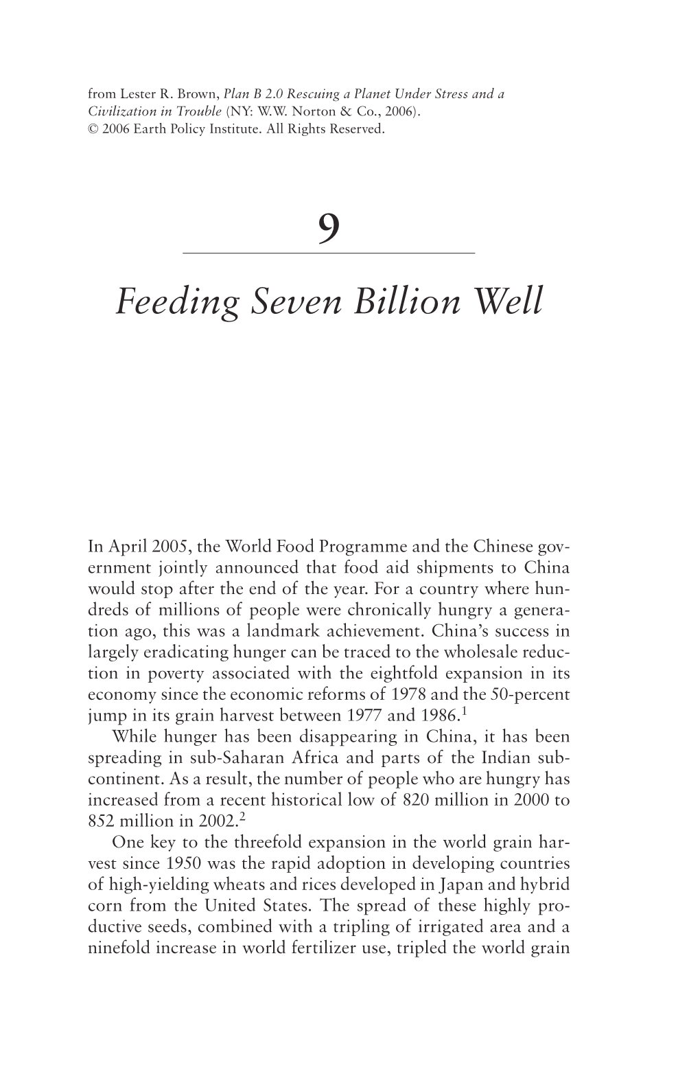 Feeding Seven Billion Well