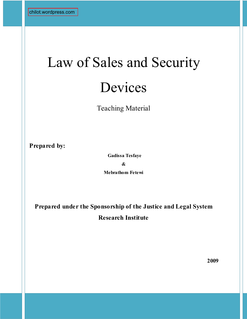 Law of Sales and Security Devices