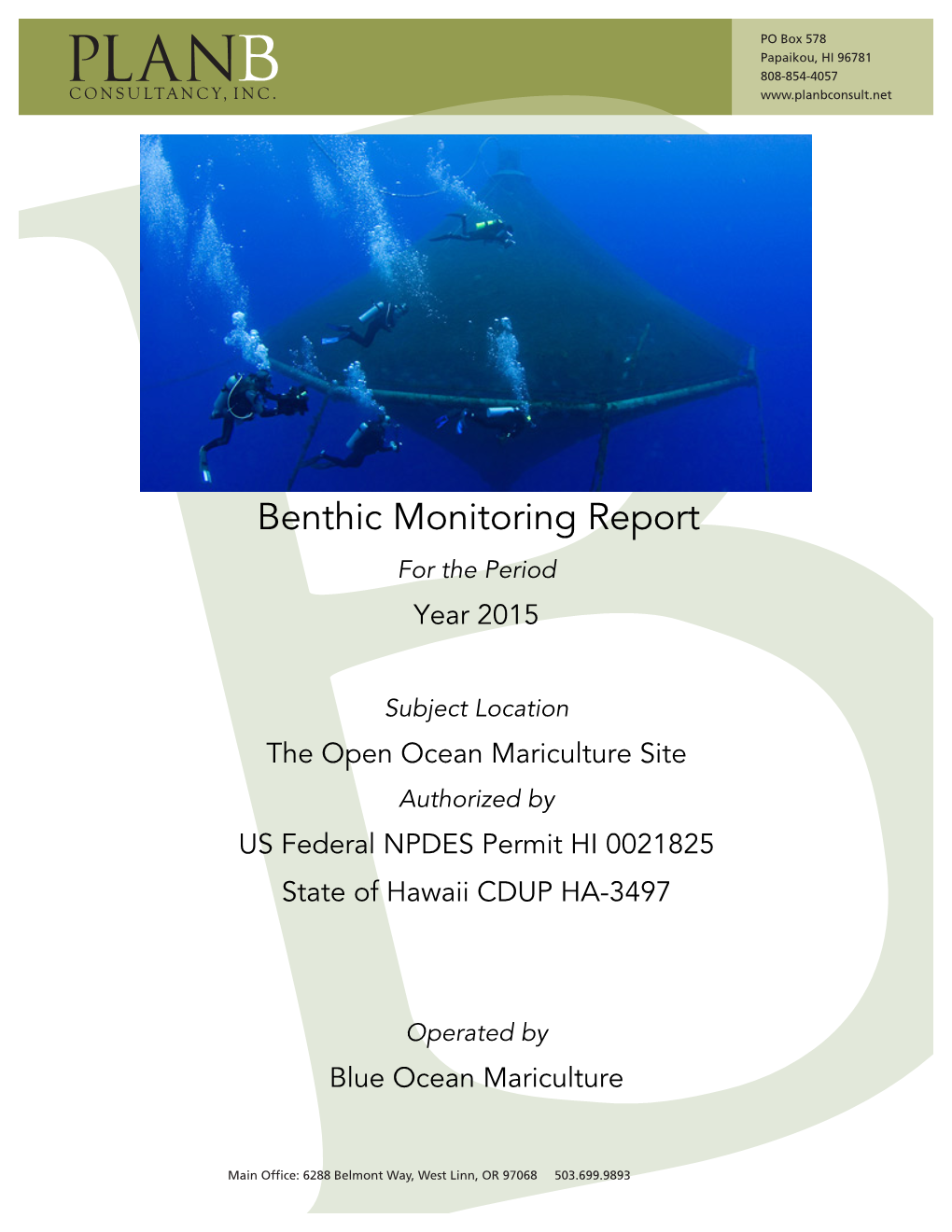 Benthic Monitoring Report for the Period Year 2015