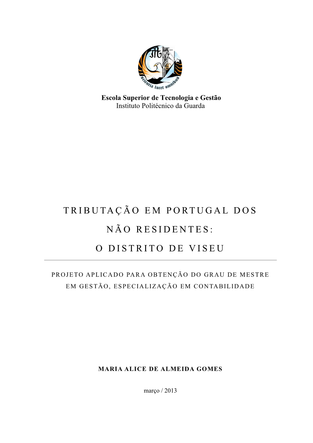 Tributação Em Portugal Dos Não Residentes: O Distrito De Viseu
