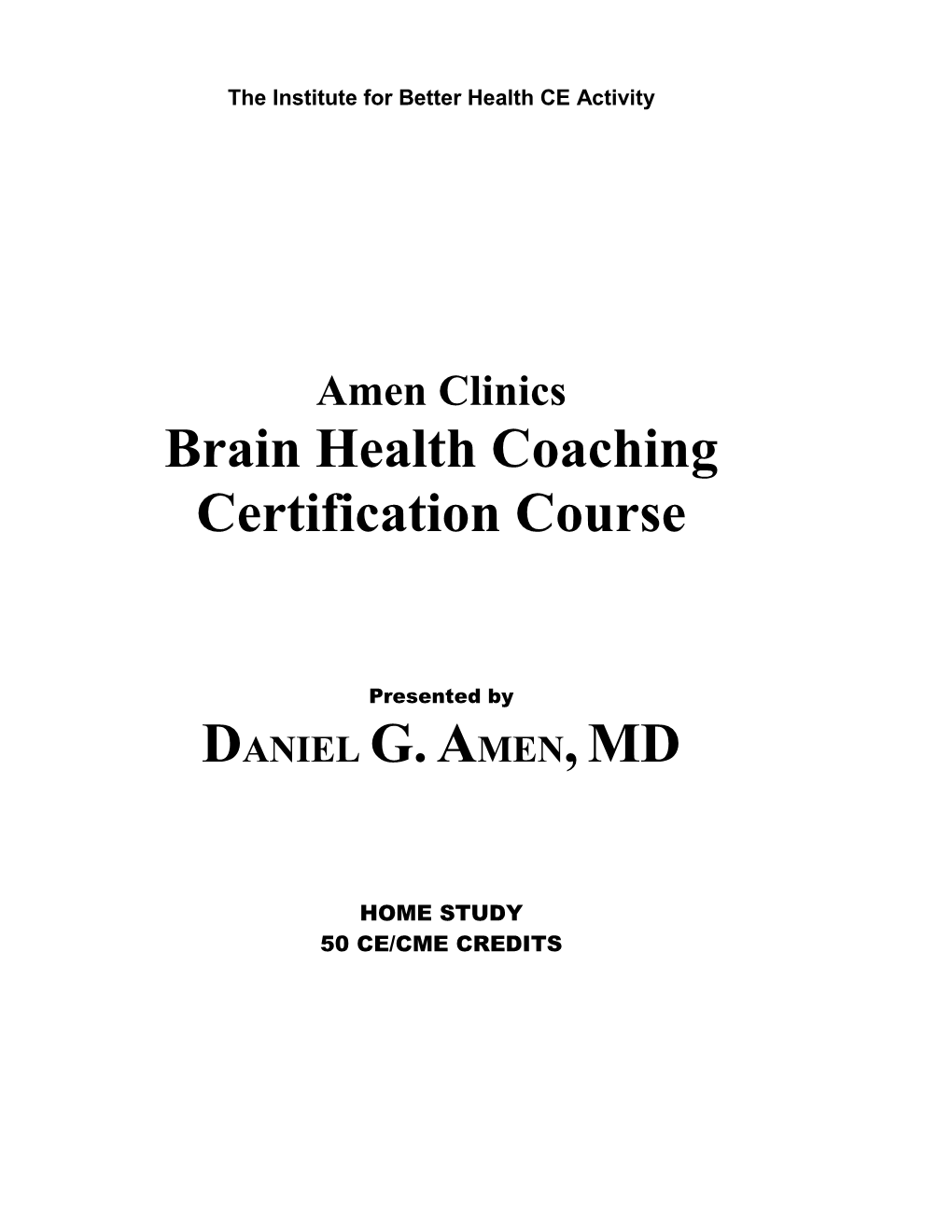 Brain Health Coaching Certification Course