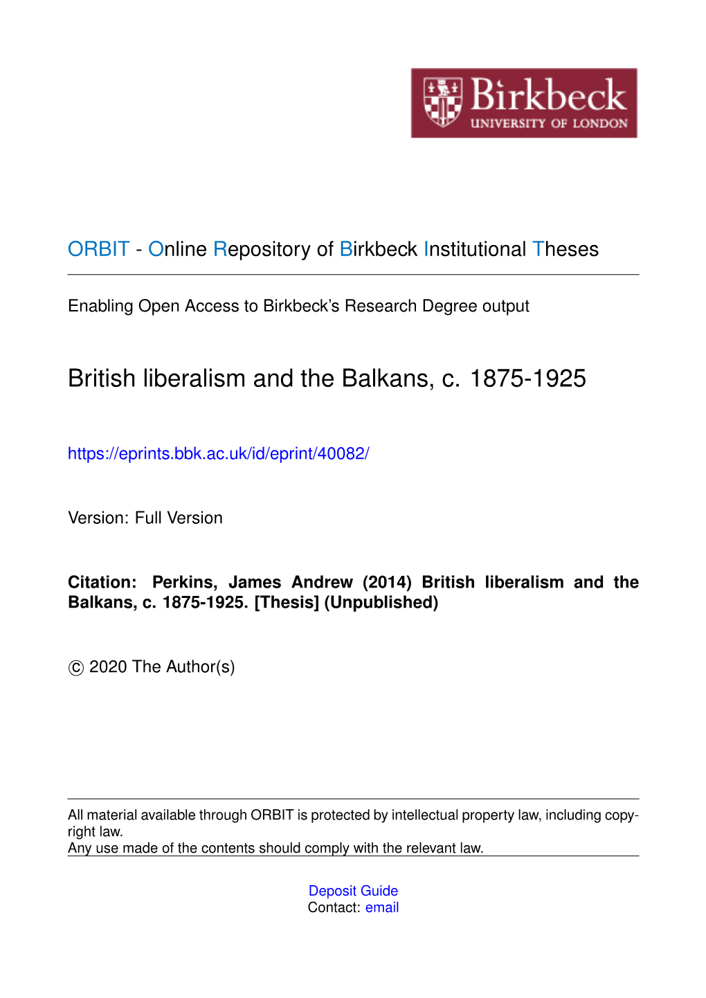 British Liberalism and the Balkans, C. 1875-1925