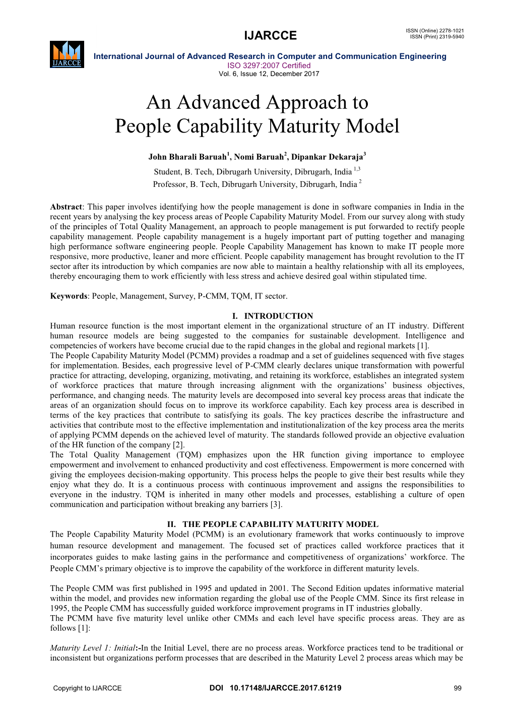 An Advanced Approach to People Capability Maturity Model