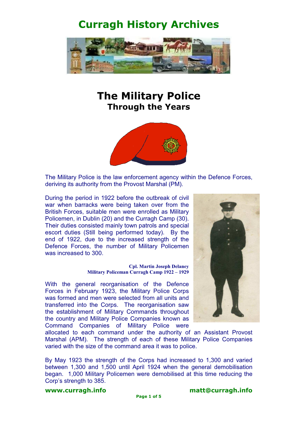 The Military Police Through the Years
