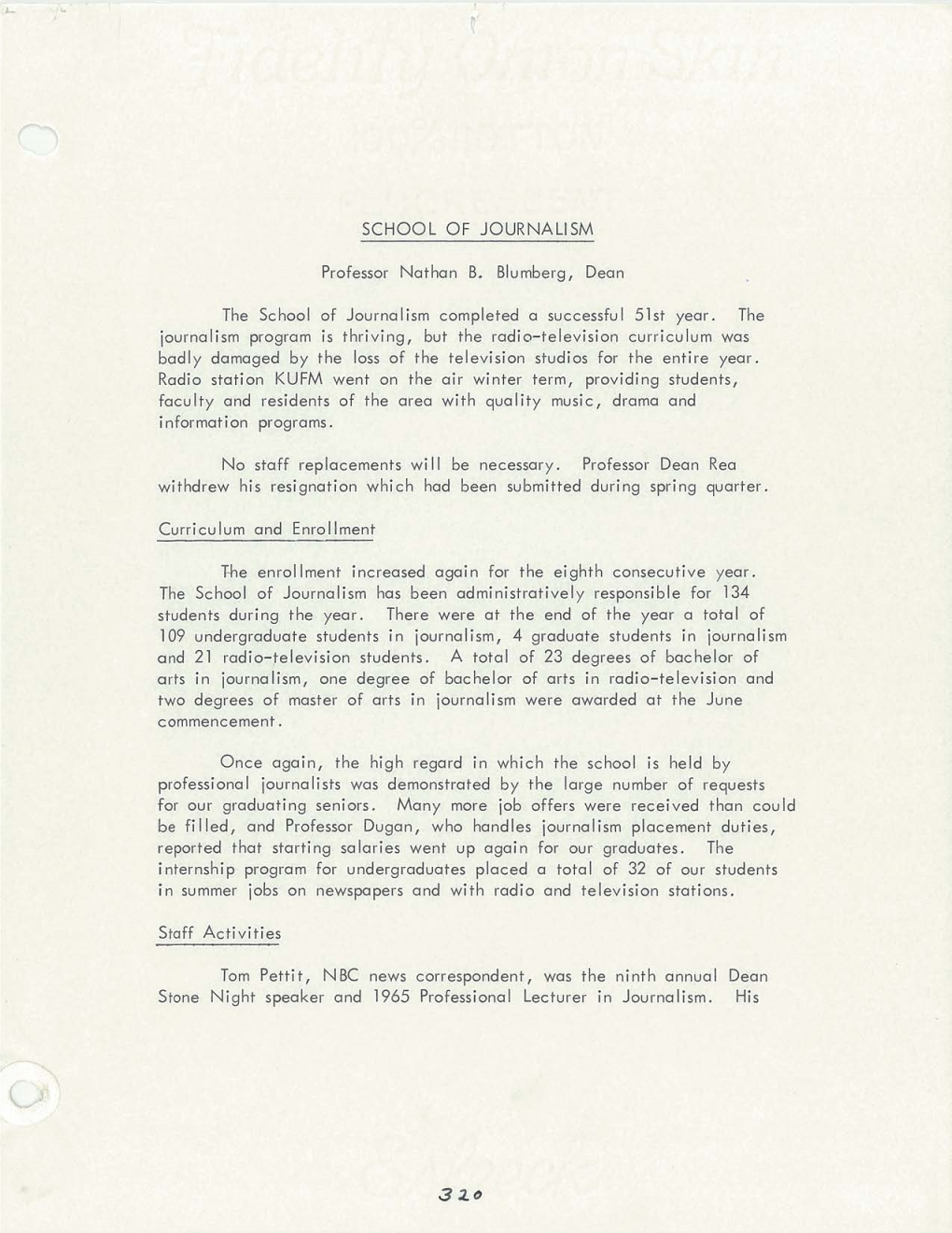 University of Montana President's Annual Report, 1964-1965