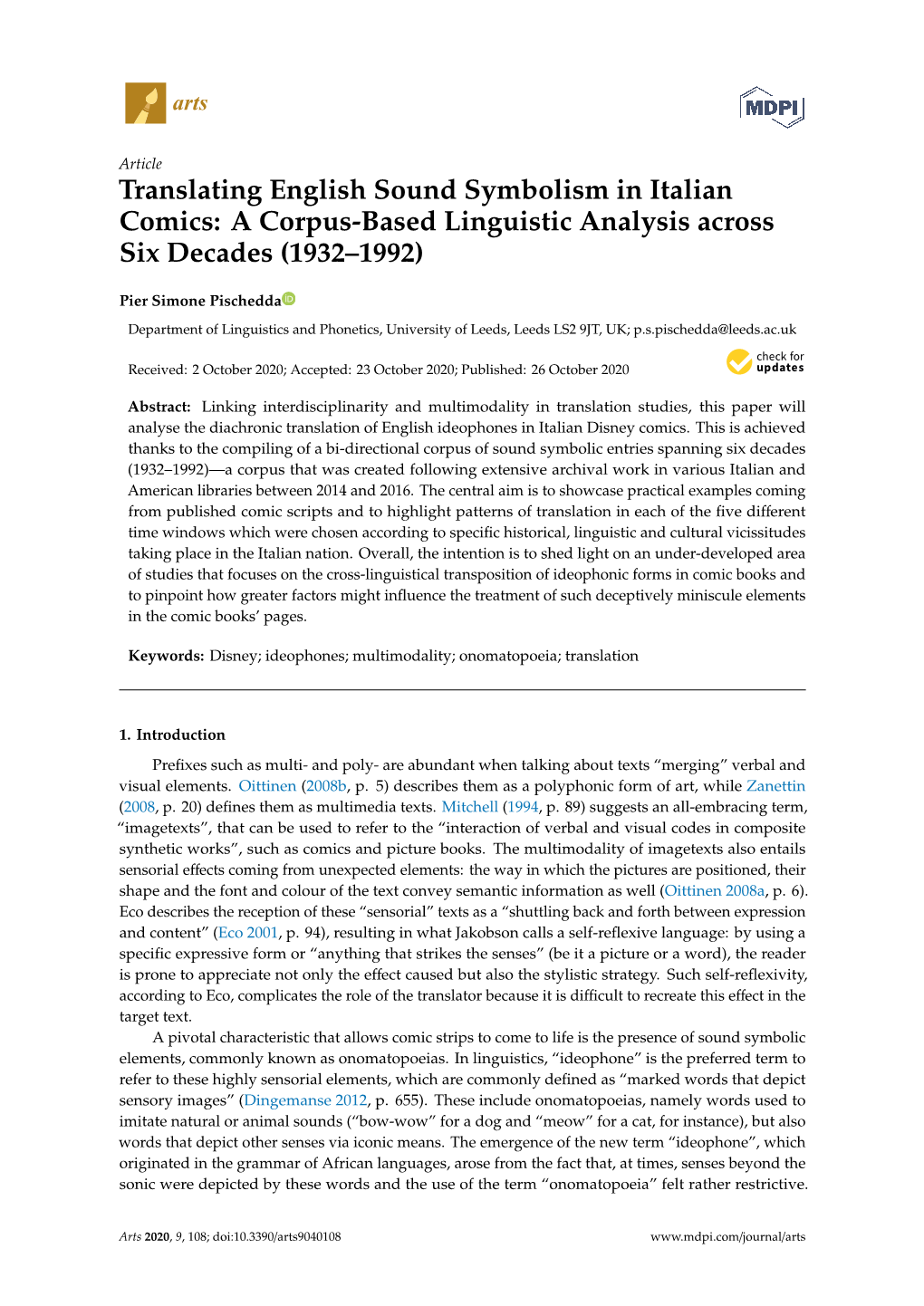 Translating English Sound Symbolism in Italian Comics: a Corpus-Based Linguistic Analysis Across Six Decades (1932–1992)