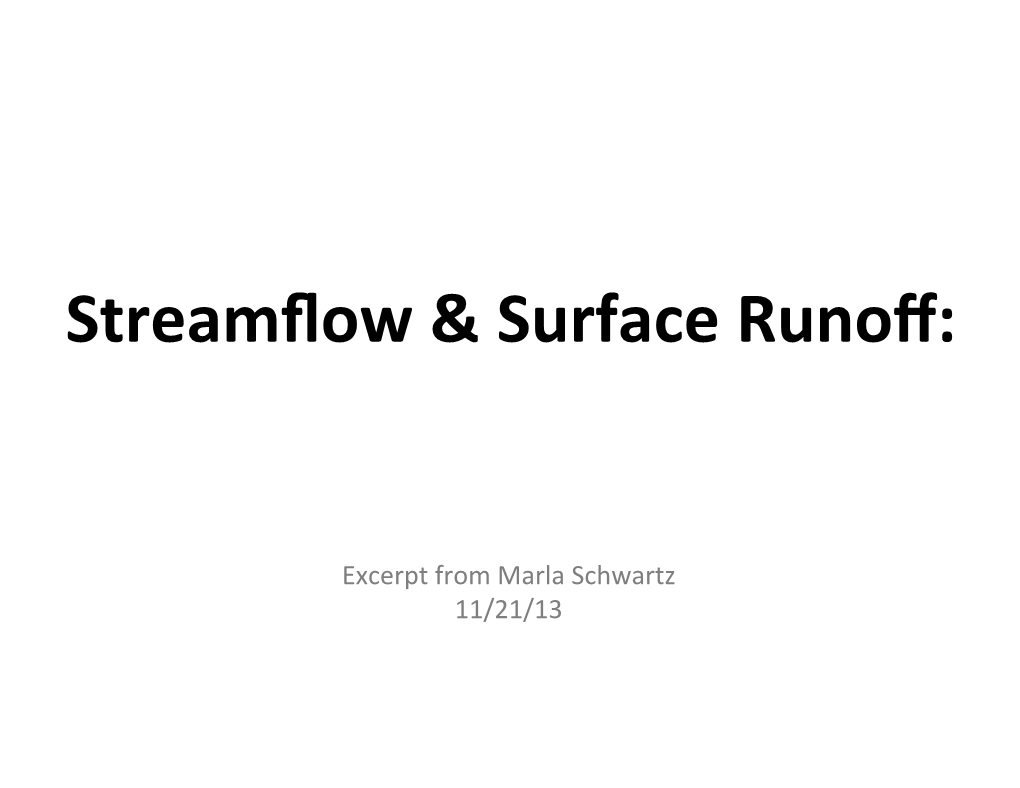 Streamflow and Surface Runoff Data Sets