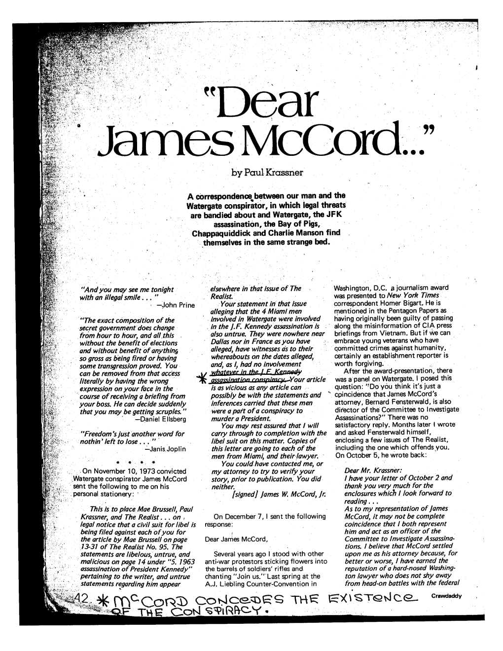 "Dear Mes Mccor 99 by Paul Icrassner