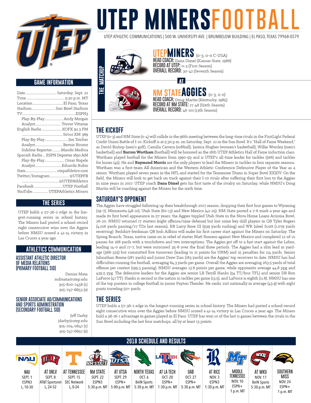 Utep Minersfootball Utep Athletic Communications | 500 W