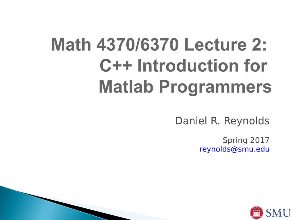 C++ Introduction for Matlab Programmers