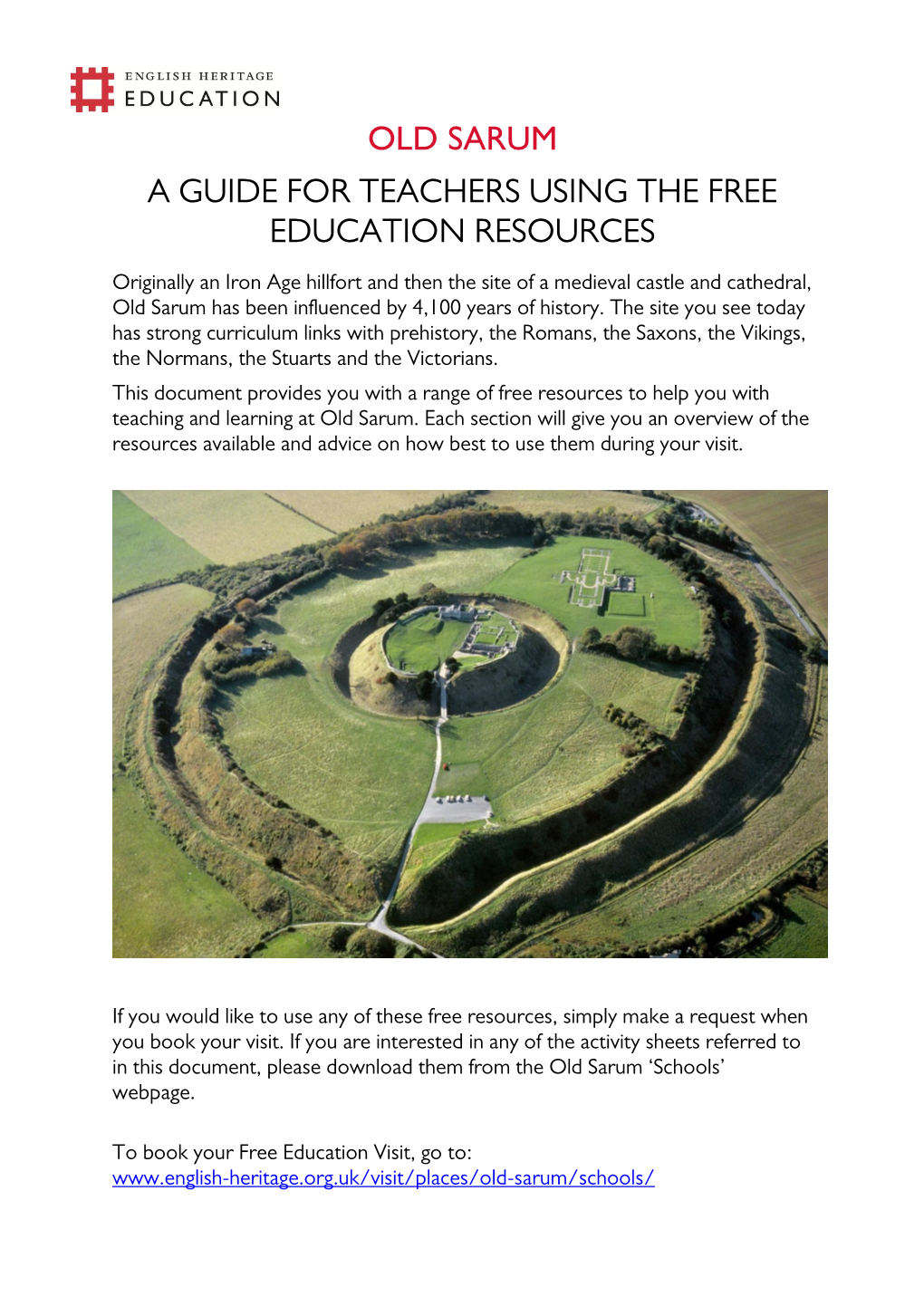 Old Sarum Teachers' Guide to Using Free Education Visit Resources