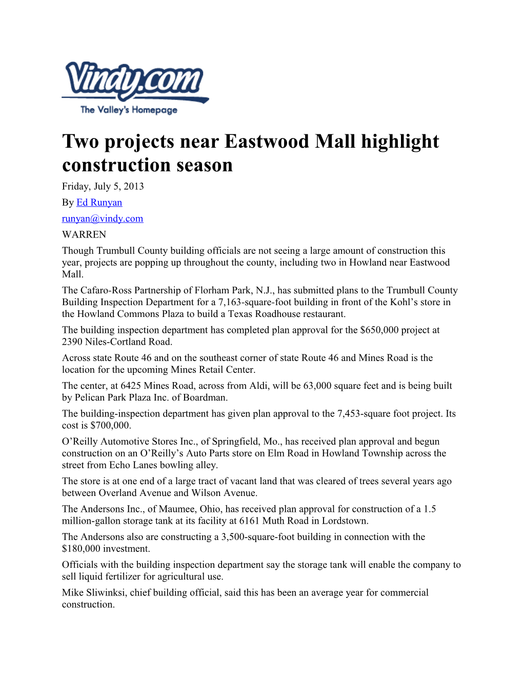 Two Projects Near Eastwood Mall Highlight Construction Season