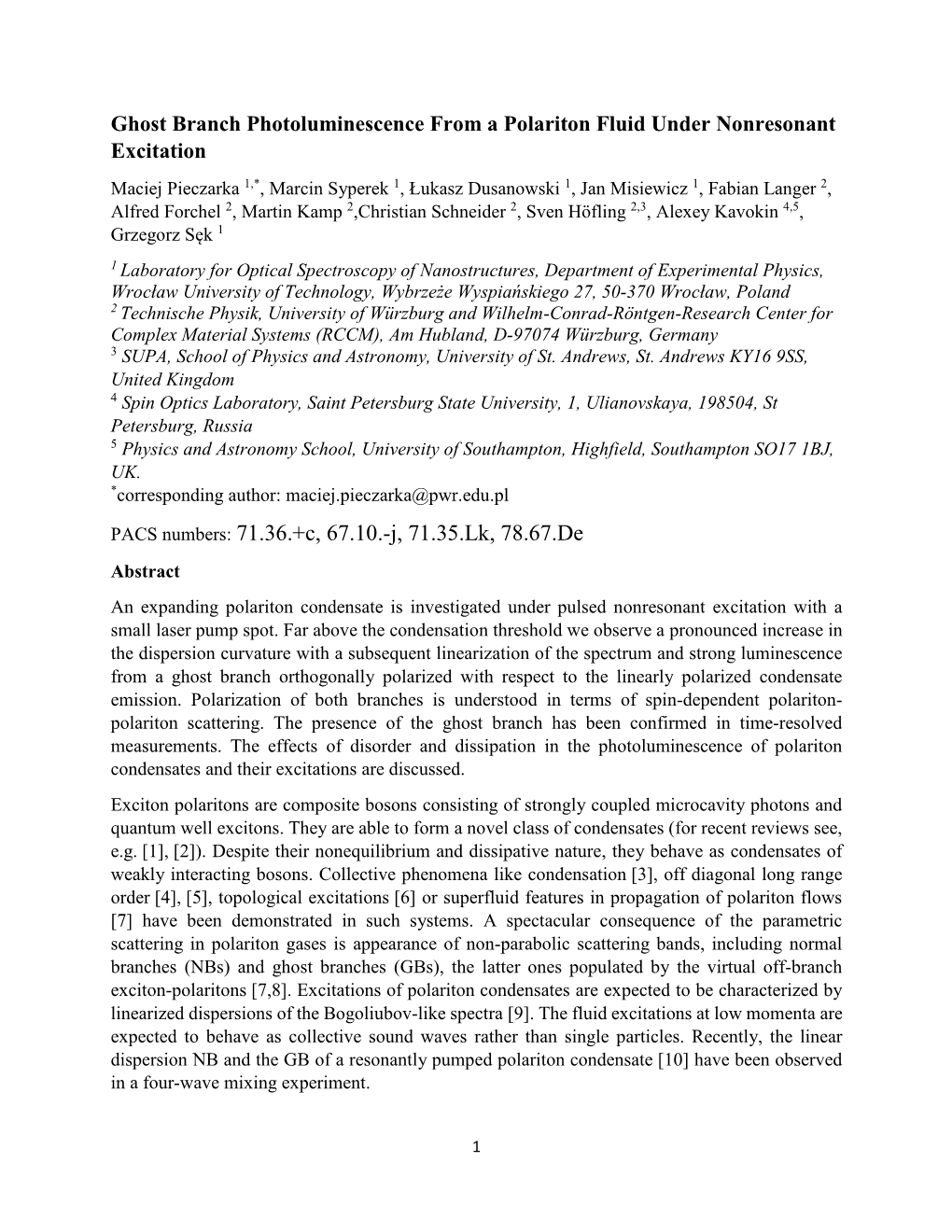 Ghost Branch Photoluminescence from a Polariton Fluid Under