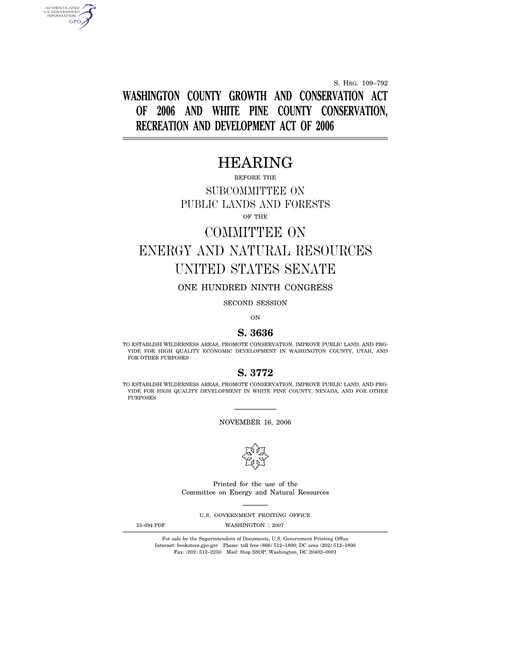 Hearing Committee on Energy and Natural