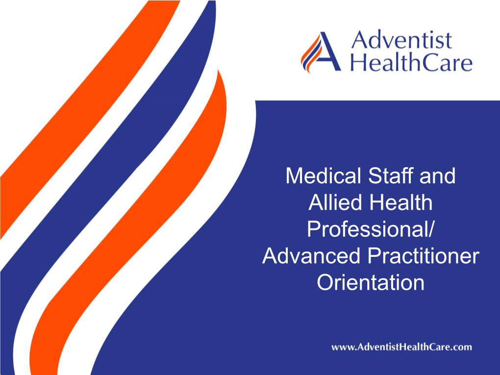 New Medical Staff Orientation
