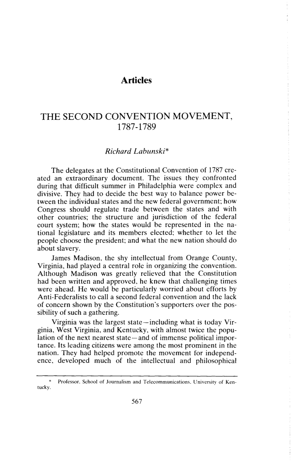 Articles the SECOND CONVENTION MOVEMENT