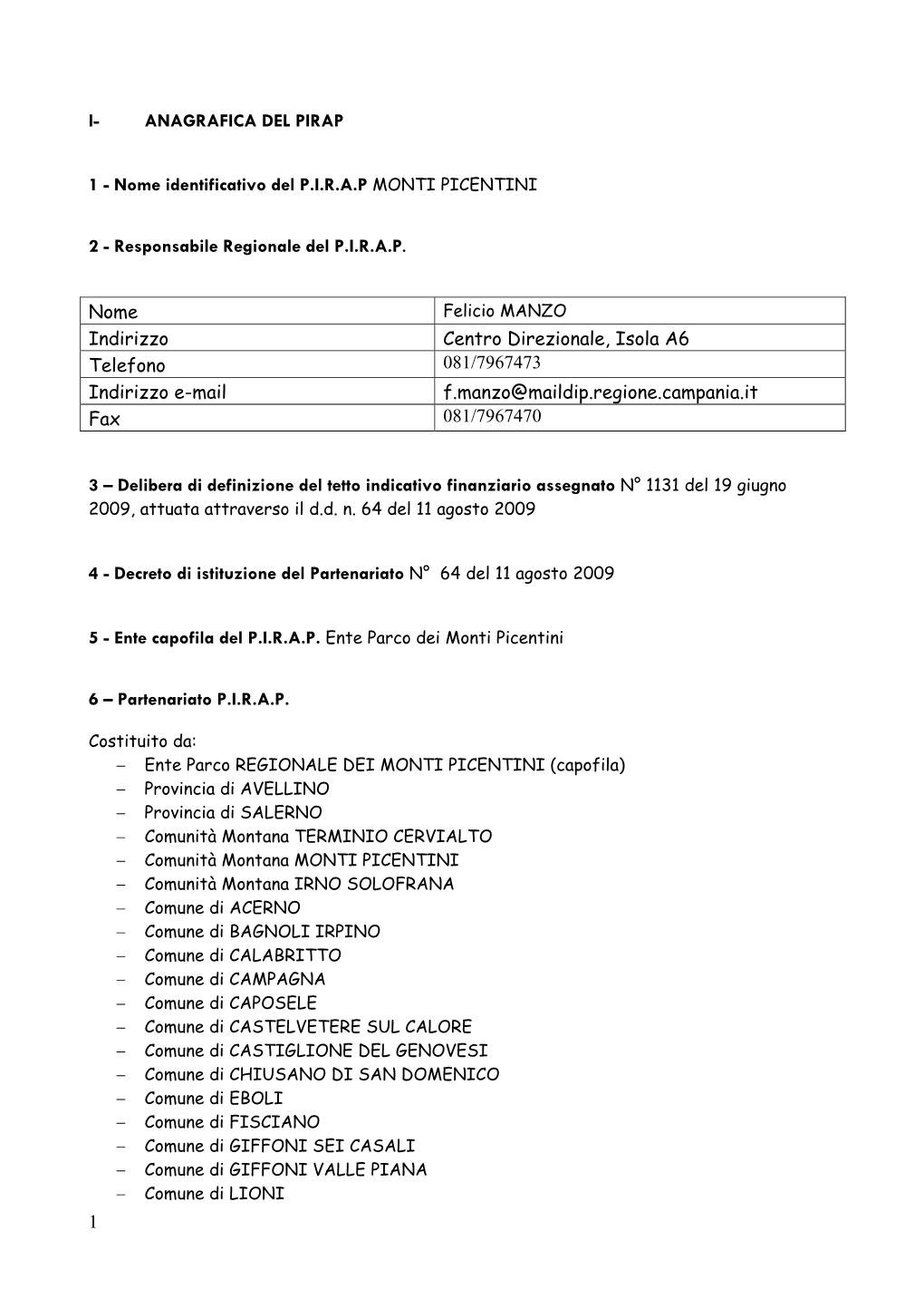 Nome Identificativo Del PIRAP MONTI PICENTINI 2