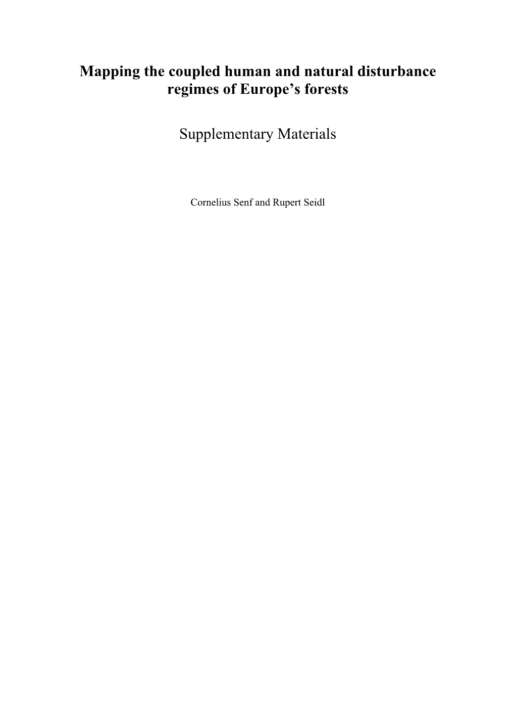 Mapping the Coupled Human and Natural Disturbance Regimes of Europe's Forests Supplementary Materials