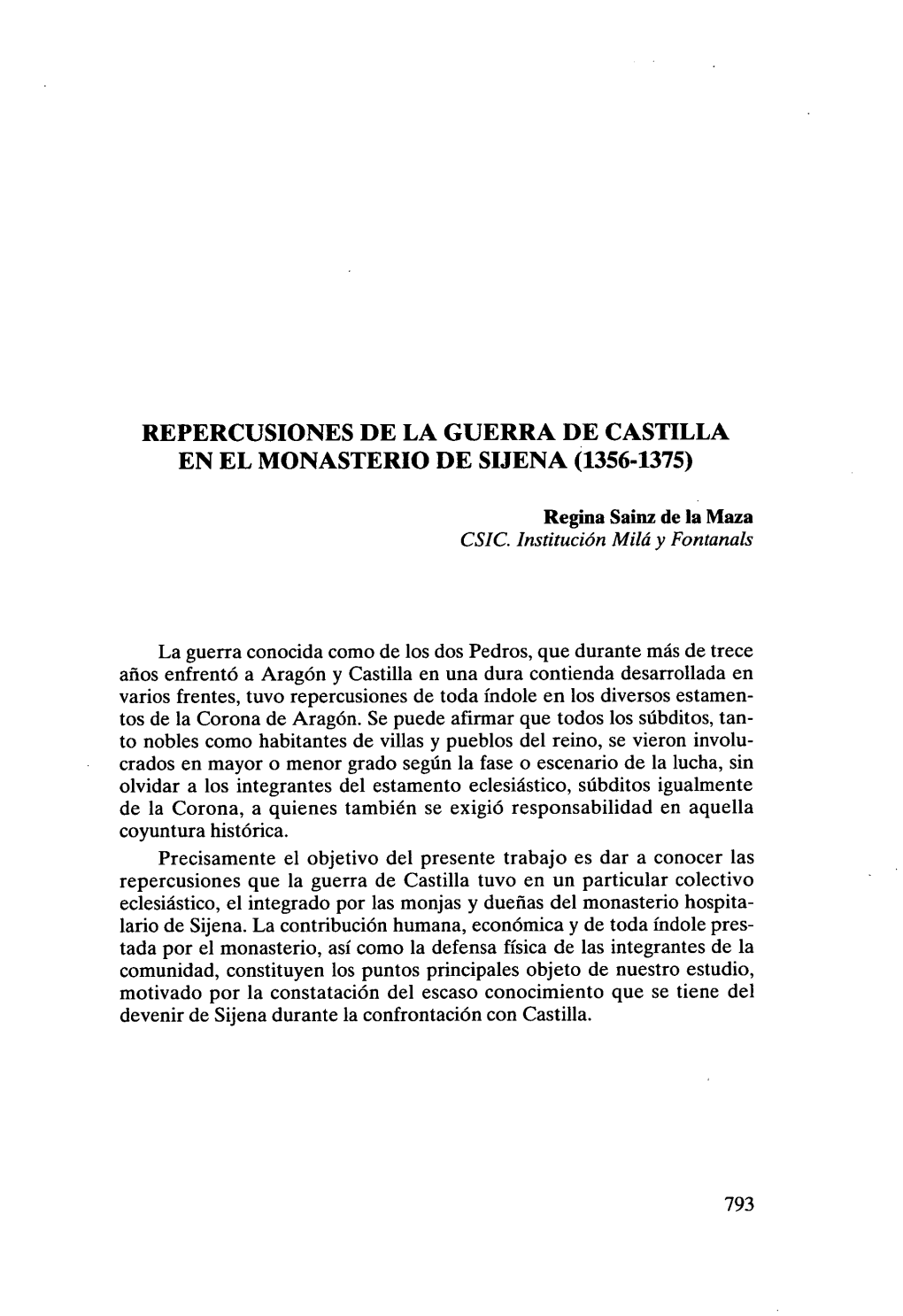 Repercusiones De La Guerra De Castilla En El Monasterio De Suena (1356-1375)