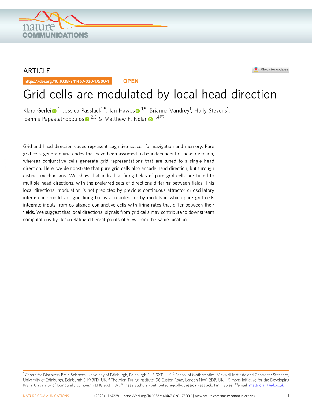 Grid Cells Are Modulated by Local Head Direction