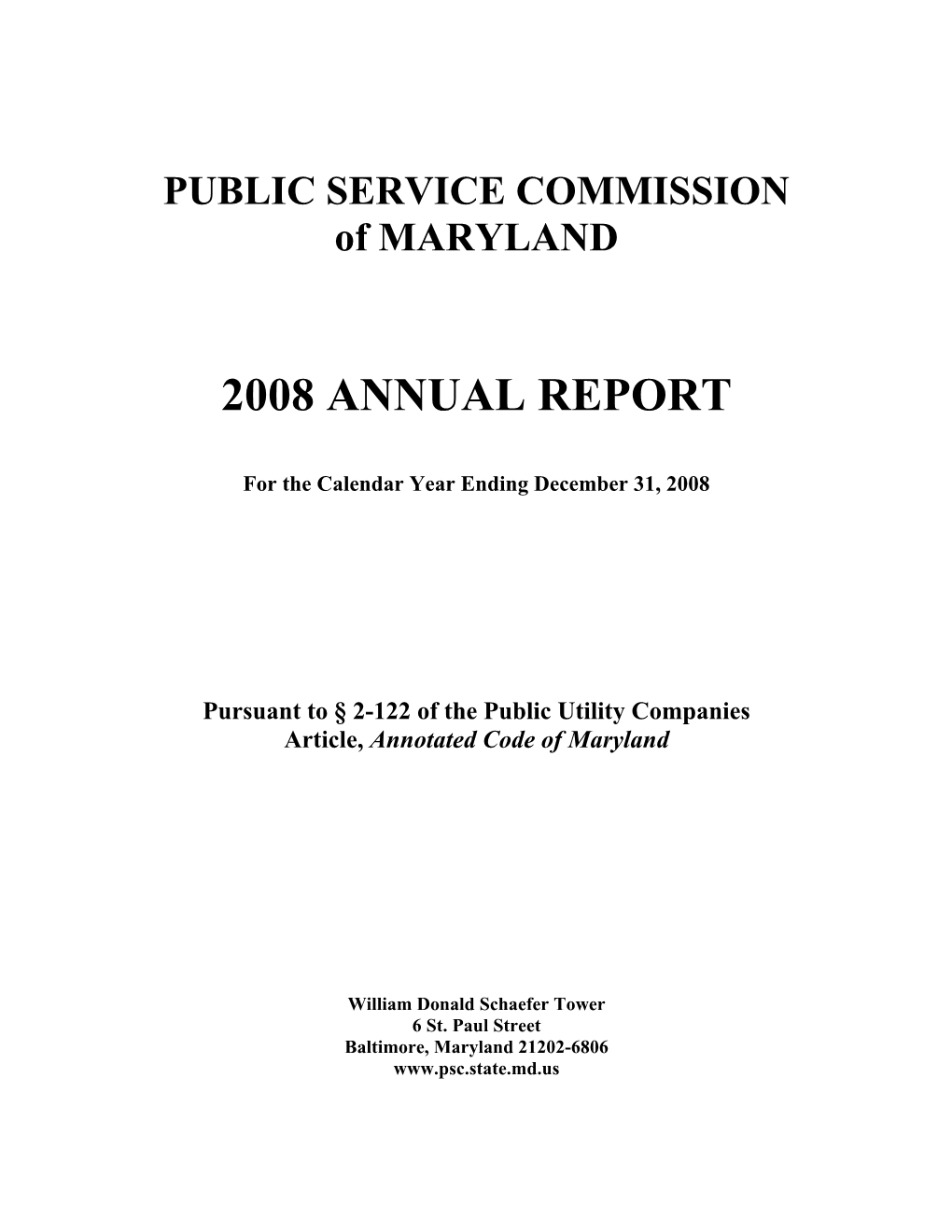 2008 MD PSC Annual Report
