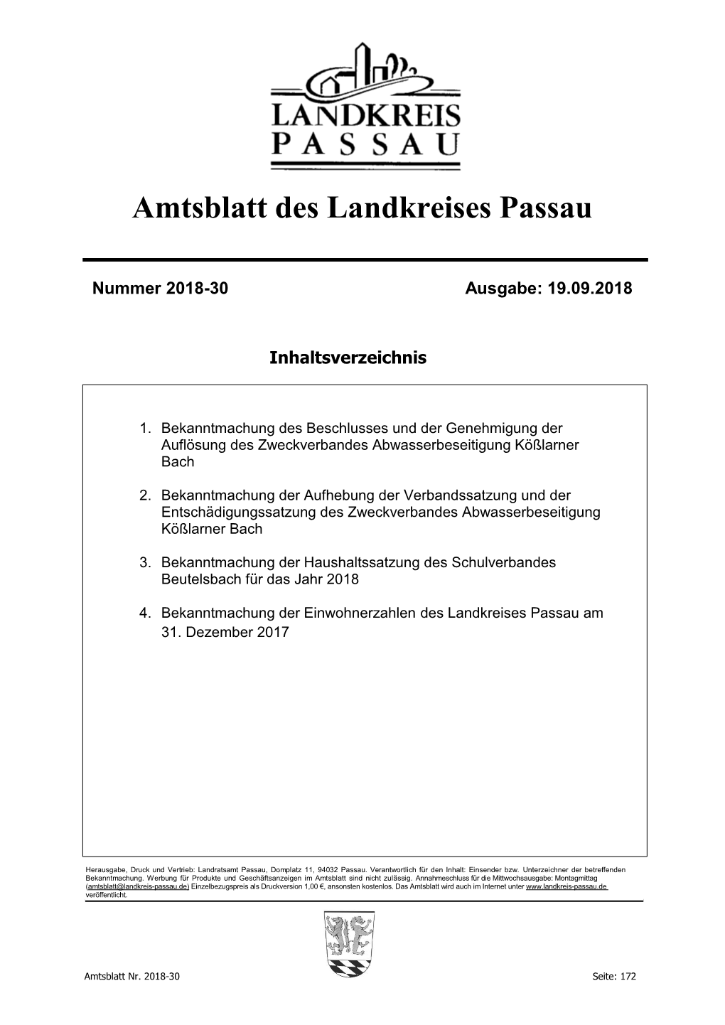 Amtsblatt Nr. 2018-30 Seite: 172