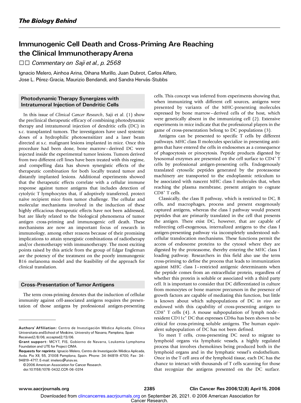 Immunogenic Cell Death and Cross-Priming Are Reaching The