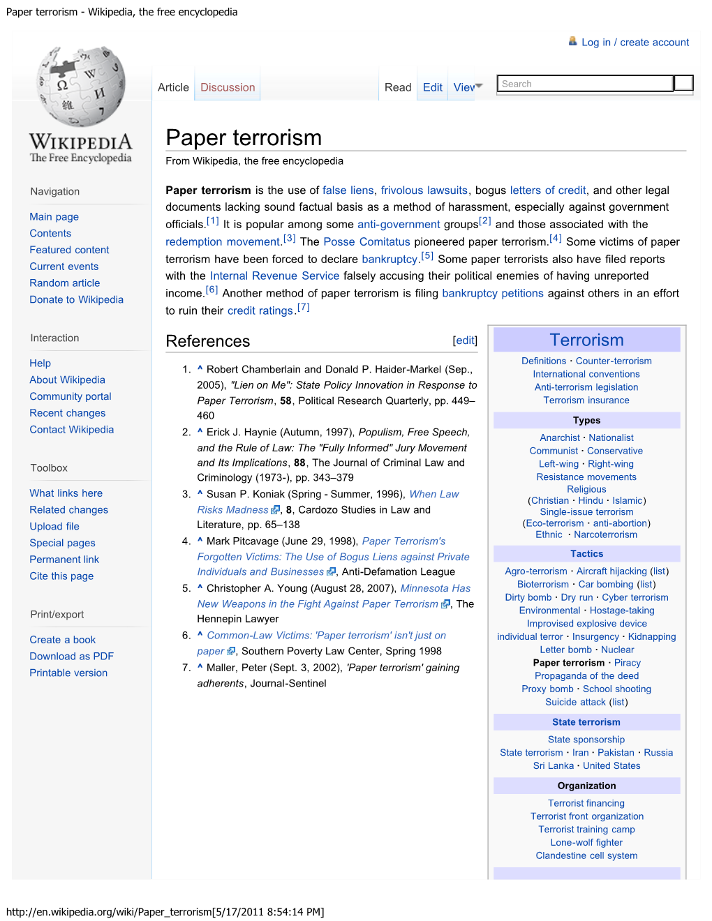 Paper Terrorism - Wikipedia, the Free Encyclopedia