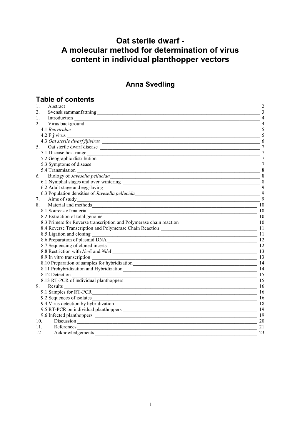 Table of Contents 1