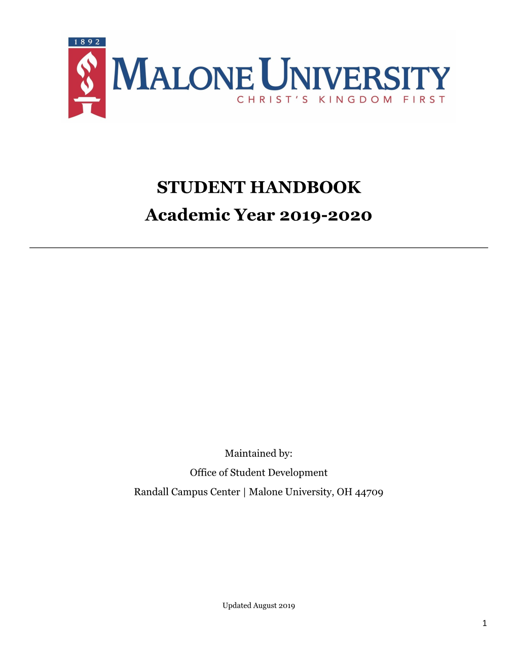 STUDENT HANDBOOK Academic Year 2019-2020