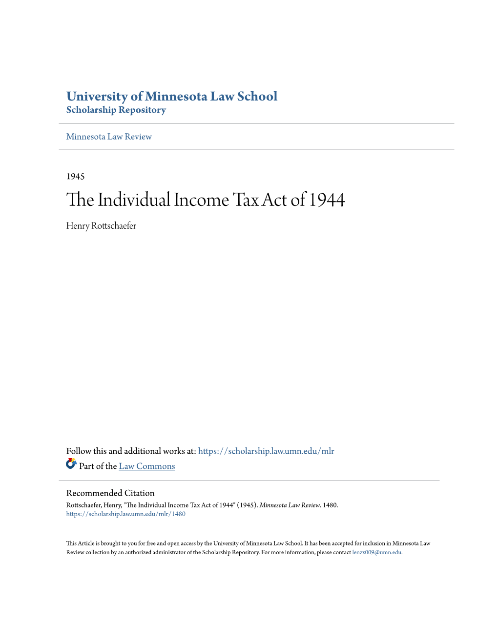 The Individual Income Tax Act of 1944