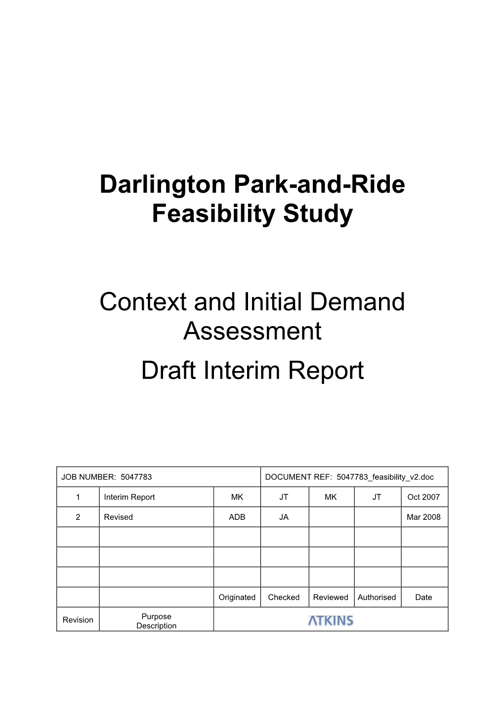 Darlington Park-And-Ride Feasibility Study