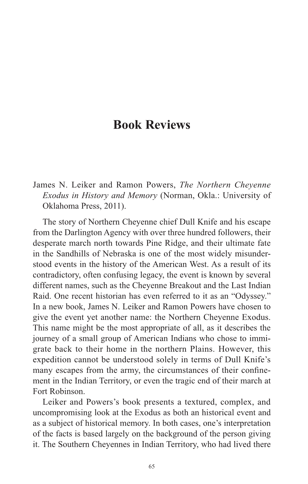 The Northern Cheyenne Exodus in History and Memory [Book Review]