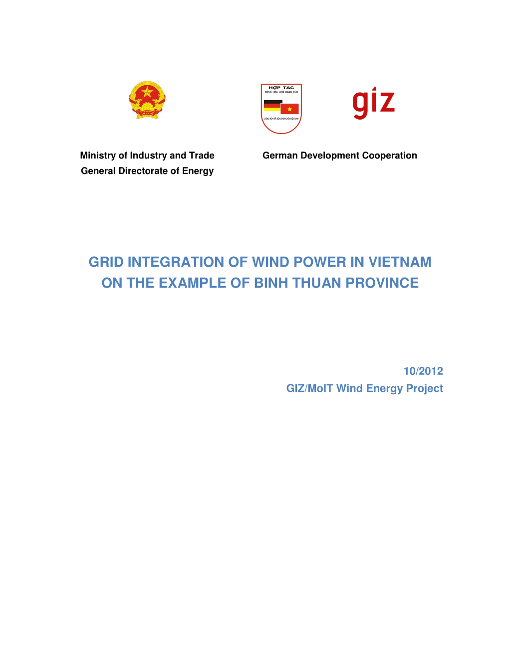 Grid Integration of Wind Power in Vietnam on the Example of Binh Thuan Province