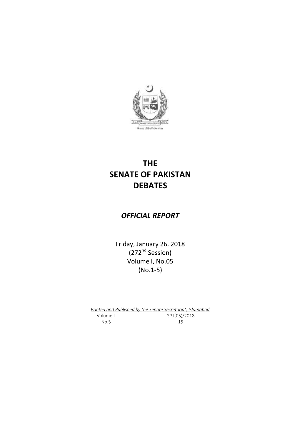 The Senate of Pakistan Debates Official Report